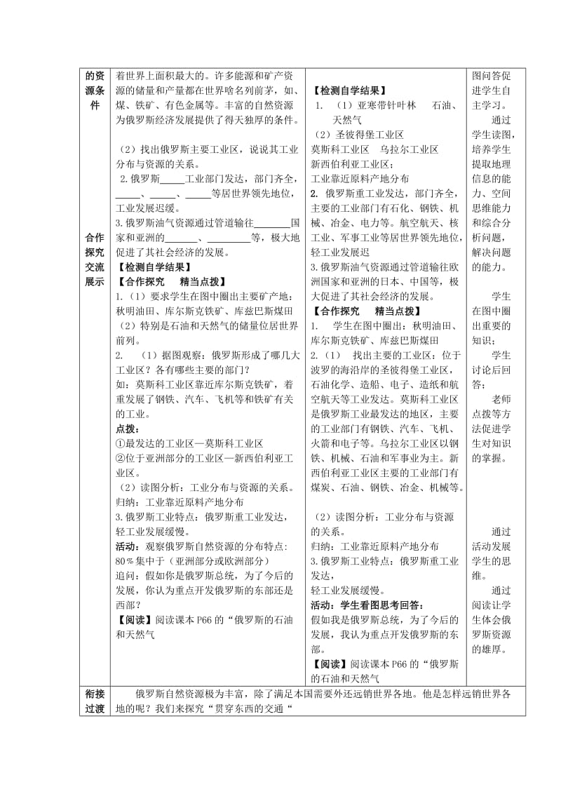 2019-2020年七年级地理下册 第八章 第二节 俄罗斯（第2课时）教学案 （无答案）（新版）商务星球版.doc_第2页