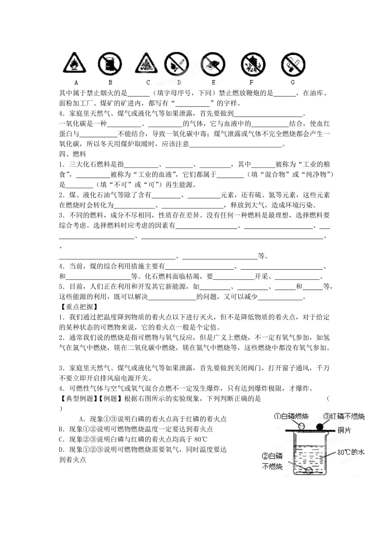 2019-2020年九年级化学全册《燃烧与灭火化石燃料及其利用》复习导学案 鲁教版.doc_第2页