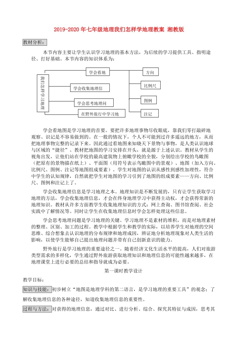 2019-2020年七年级地理我们怎样学地理教案 湘教版.doc_第1页