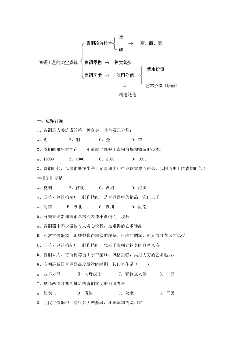 2019-2020年七年级历史上册 第五学习主题 5.1《青铜工艺的杰出成就》教案 川教版.doc_第3页