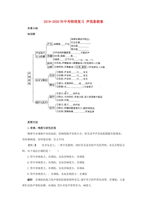 2019-2020年中考物理復(fù)習(xí) 聲現(xiàn)象教案.doc