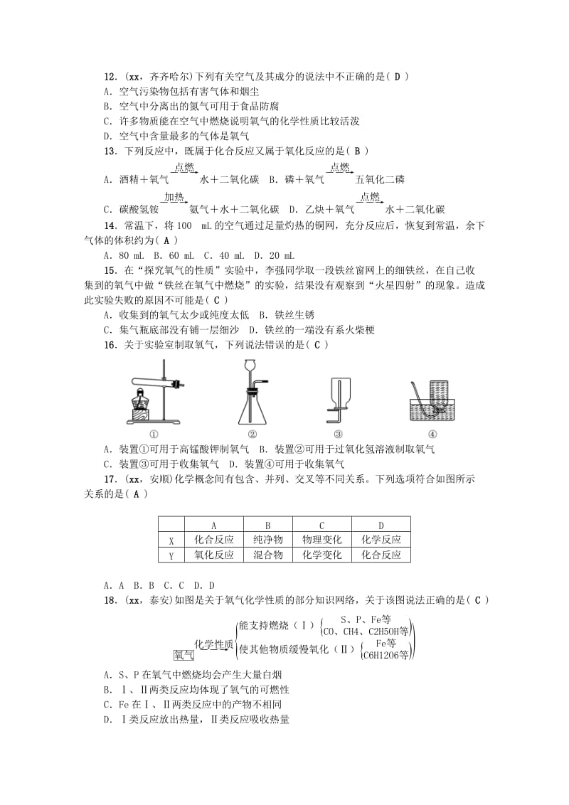 2019-2020年九年级化学上册单元清二检测内容第二单元我们周围的空气新版新人教版.doc_第2页