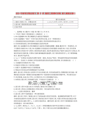 2019年高考生物總復習 第37講 基因工程課時訓練 新人教版必修3.doc