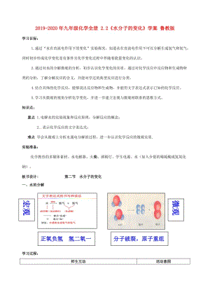 2019-2020年九年級化學(xué)全冊 2.2《水分子的變化》學(xué)案 魯教版.doc