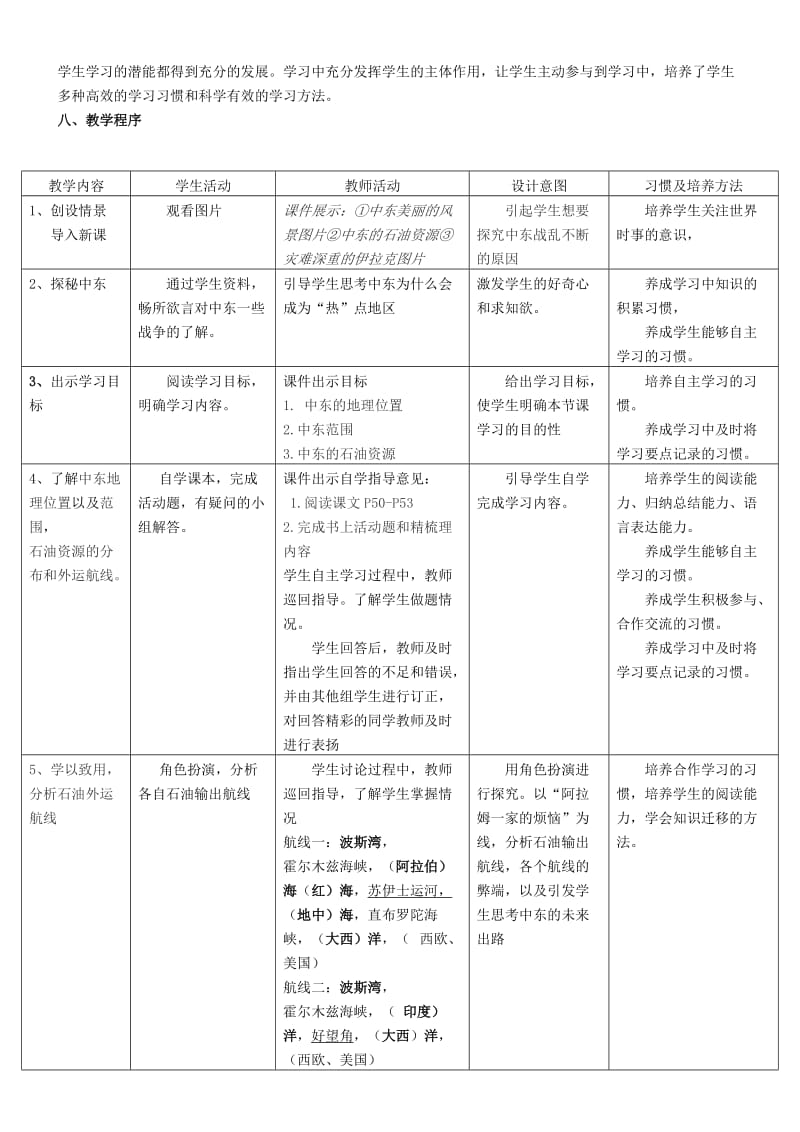 2019-2020年七年级地理下册 8.1中东第一课时教案 人教新课标版.doc_第2页