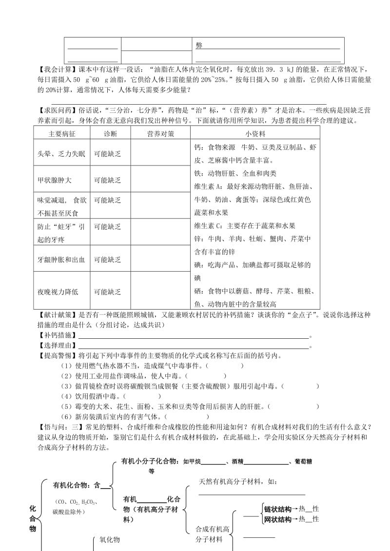 2019-2020年九年级化学 第十二单元《化学物质与生活》复习课学案.doc_第2页