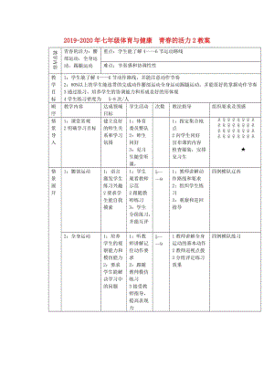 2019-2020年七年級(jí)體育與健康 青春的活力2教案.doc