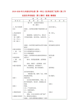 2019-2020年九年級化學全冊 第一單元《化學改變了世界》第三節(jié) 走進化學實驗室（第2課時）教案 魯教版.doc