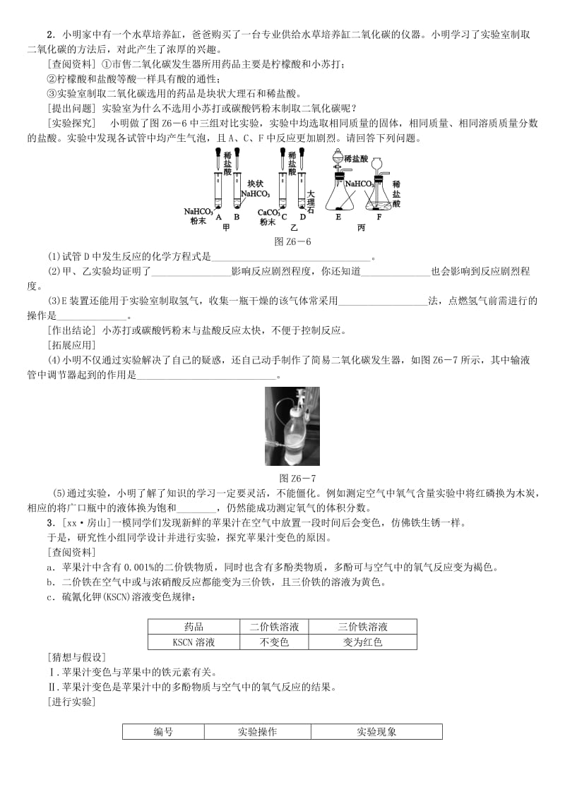 2019-2020年中考化学复习 题型突破（六）实验探究题试题.doc_第2页