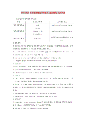 2019-2020年高考英語大一輪復習 虛擬語氣 北師大版.doc