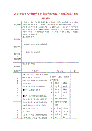 2019-2020年九年級(jí)化學(xué)下冊(cè) 第九單元 課題1《溶液的形成》教案 新人教版.doc