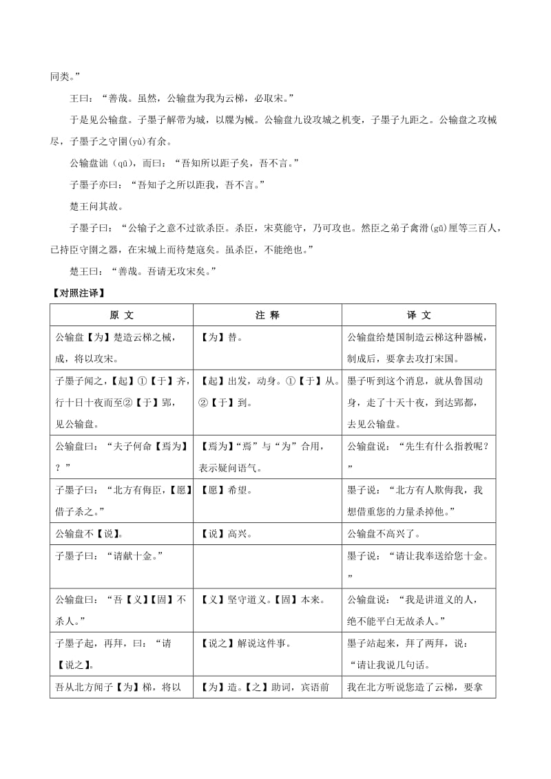 2019-2020年中考语文课内文言文一本通5公输练习新人教版.doc_第2页