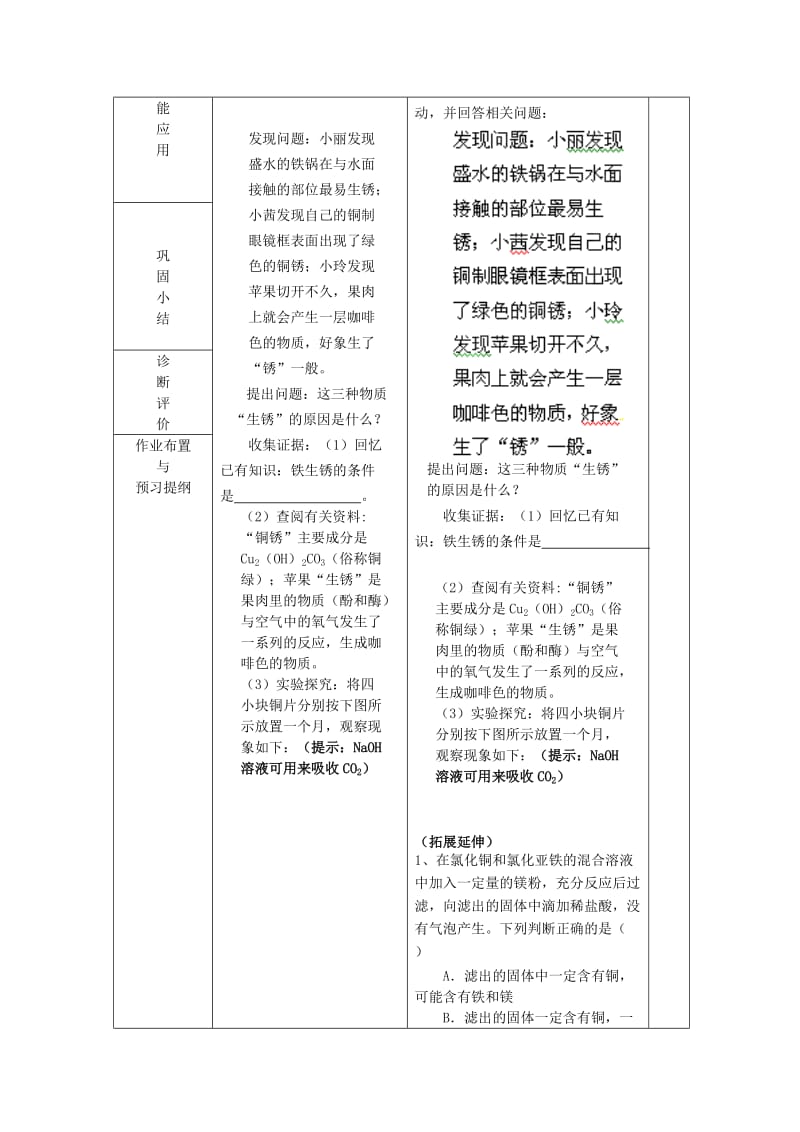 2019-2020年九年级化学下册 第八单元 金属和金属材料复习教案 新人教版.doc_第2页