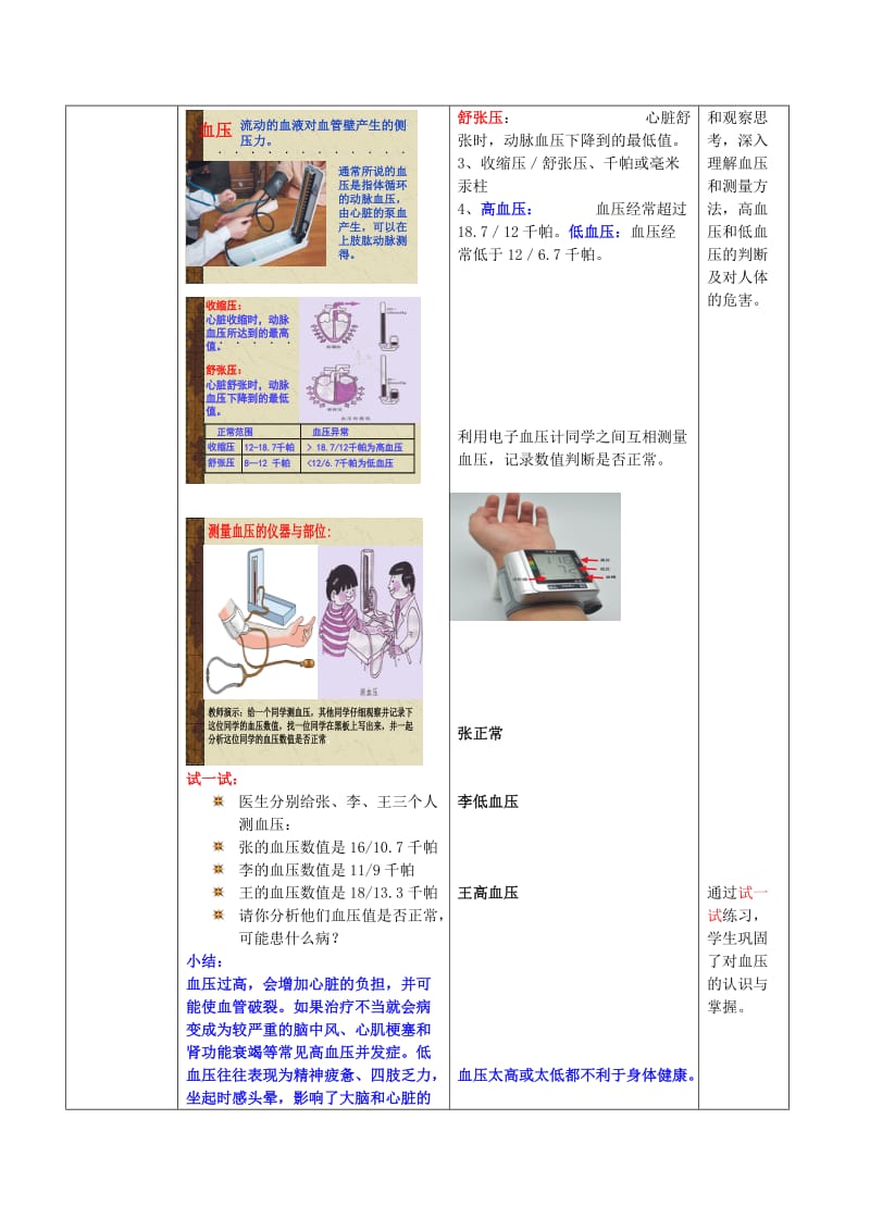 2019-2020年七年级生物下册 3.3.3 物质运输的途径（第2课时 血压与脉搏）教案 （新版）济南版.doc_第3页