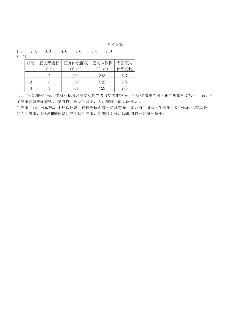 2019-2020年七年级生物上册2.2.1细胞通过分裂产生新细胞同步练习新版新人教版.doc_第2页