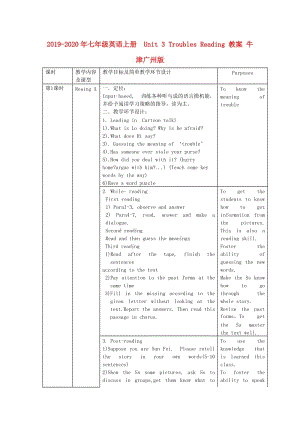 2019-2020年七年級(jí)英語(yǔ)上冊(cè) Unit 3 Troubles Reading 教案 牛津廣州版.doc