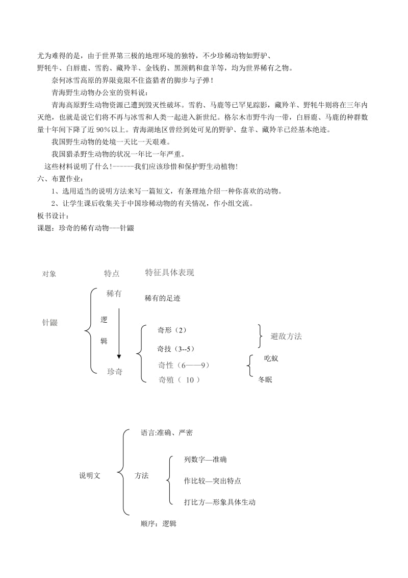 2019-2020年七年级语文下册第4单元15珍奇的稀有动物针鼹教案语文版.doc_第3页