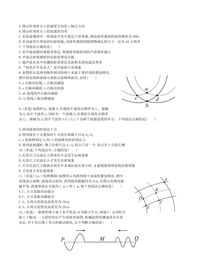 2019年高考物理一轮复习 第十一章 第3讲波的干涉、衍射多普勒效应课时提升作业 教科版选修3-4.doc_第2页