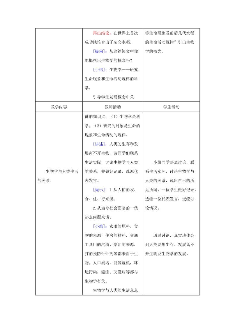 2019-2020年七年级生物上册 1.3 我们身边的生物学1教案 苏教版.doc_第3页