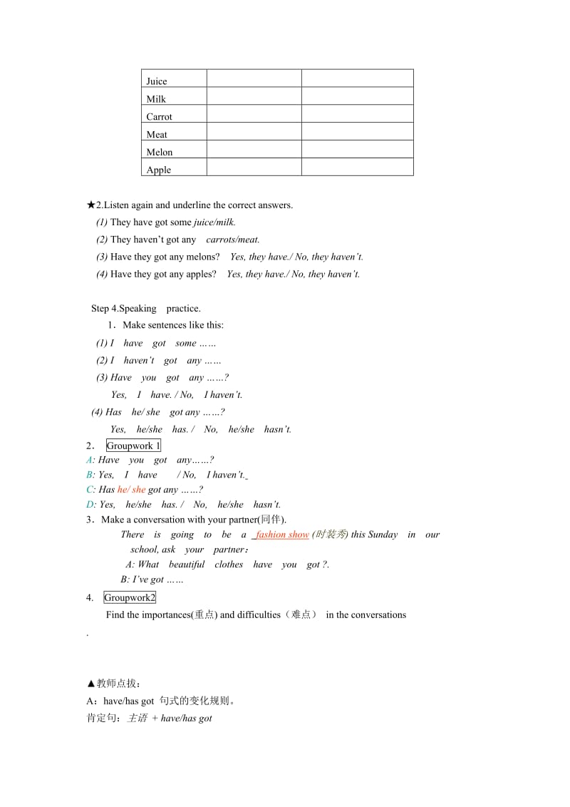 2019-2020年七年级英语上册 Module 5 Unit 1 Have you got any oranges学案 外研版.doc_第2页