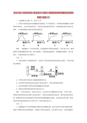 2019-2020年高考生物一輪總復(fù)習(xí) 專題三 植物組織培養(yǎng)和酶的應(yīng)用限時(shí)檢測（選修1）.doc