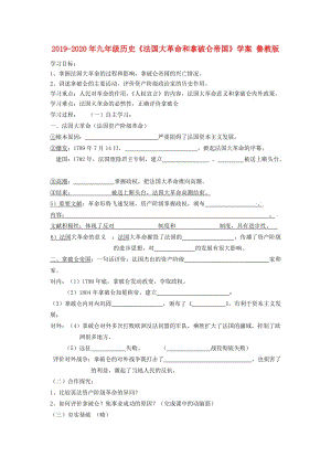 2019-2020年九年級歷史《法國大革命和拿破侖帝國》學(xué)案 魯教版.doc