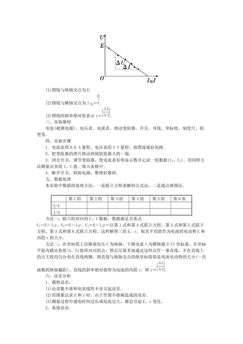 2019-2020年高考物理一轮复习 第8章 第5课 实验：测定电源的电动势和内阻练习.doc_第2页