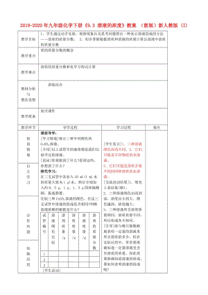 2019-2020年九年級(jí)化學(xué)下冊(cè)《9.3 溶液的濃度》教案 （新版）新人教版 (I).doc