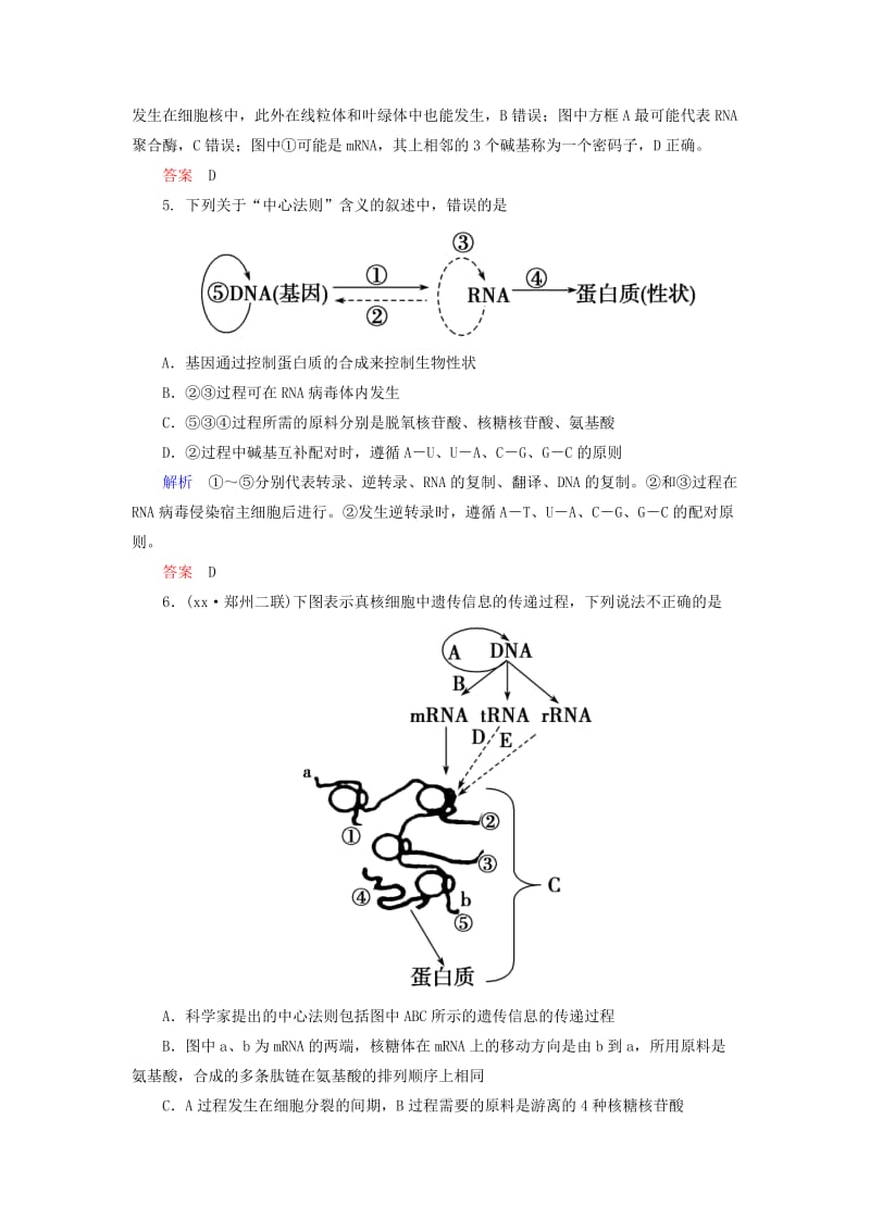 2019-2020年高考生物一轮总复习 第六单元 第三讲 基因的表达限时检测.doc_第3页