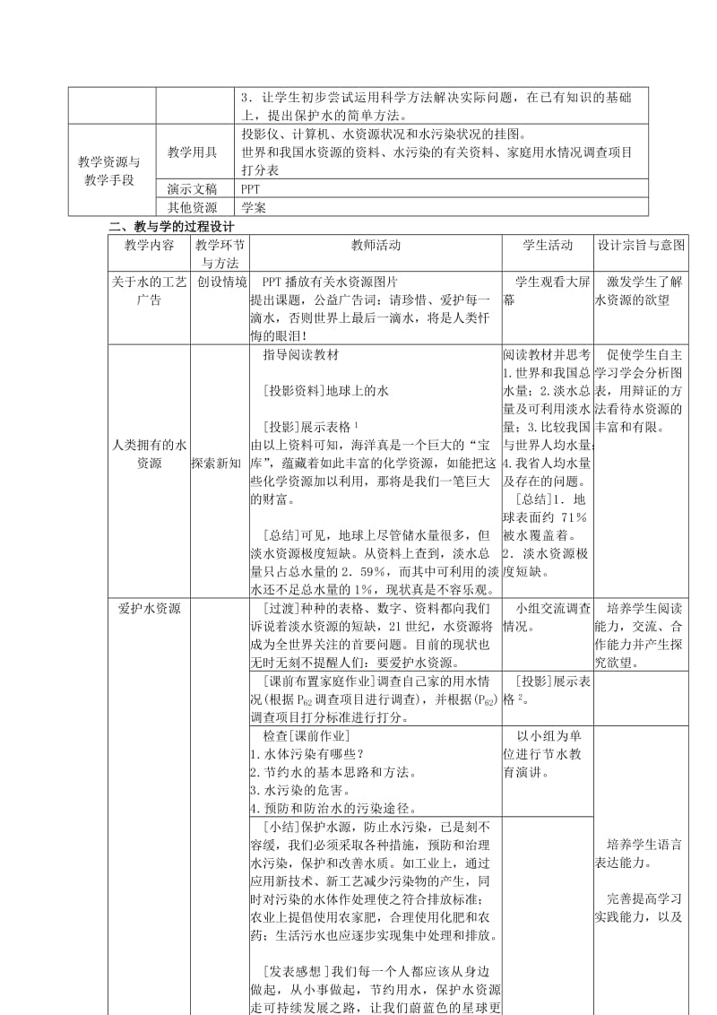 2019-2020年九年级化学上册 第四单元 课题1 爱护水资源教案 （新版）新人教版(V).doc_第2页