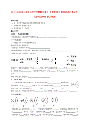 2019-2020年九年級(jí)化學(xué)下學(xué)期期末復(fù)習(xí) 專(zhuān)題復(fù)習(xí)二 物質(zhì)構(gòu)成的奧秘及化學(xué)用語(yǔ)學(xué)案 新人教版.doc