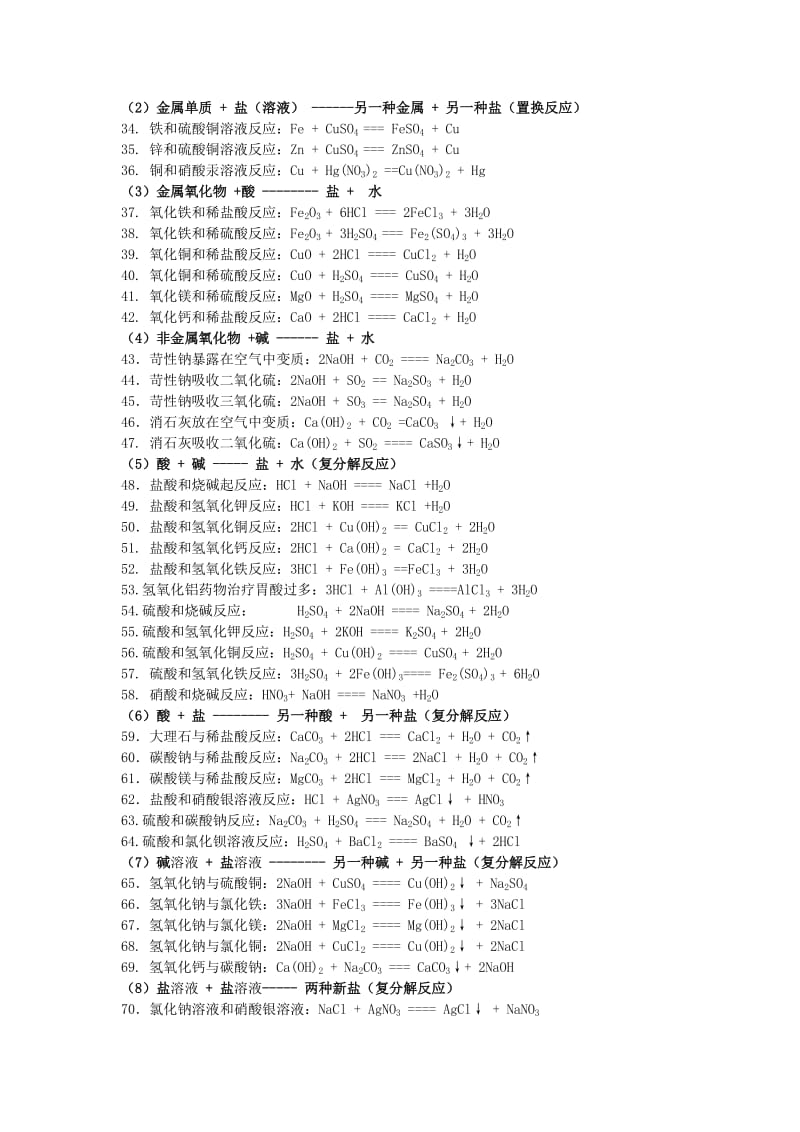 2019-2020年九年级化学 考点梳理《化学方程式》分类汇总归纳教案 人教新课标版.doc_第2页