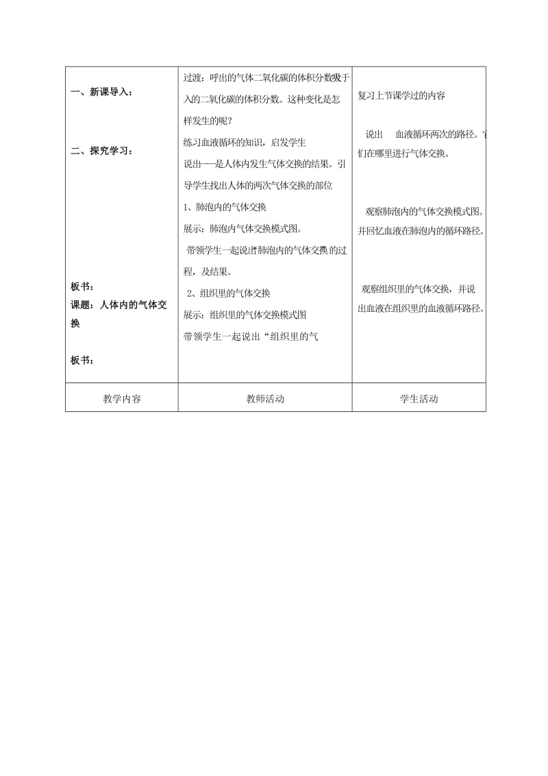 2019-2020年七年级生物下册 10.4 人体内的气体交换（第2课时）教学案（无答案）（新版）苏教版.doc_第2页