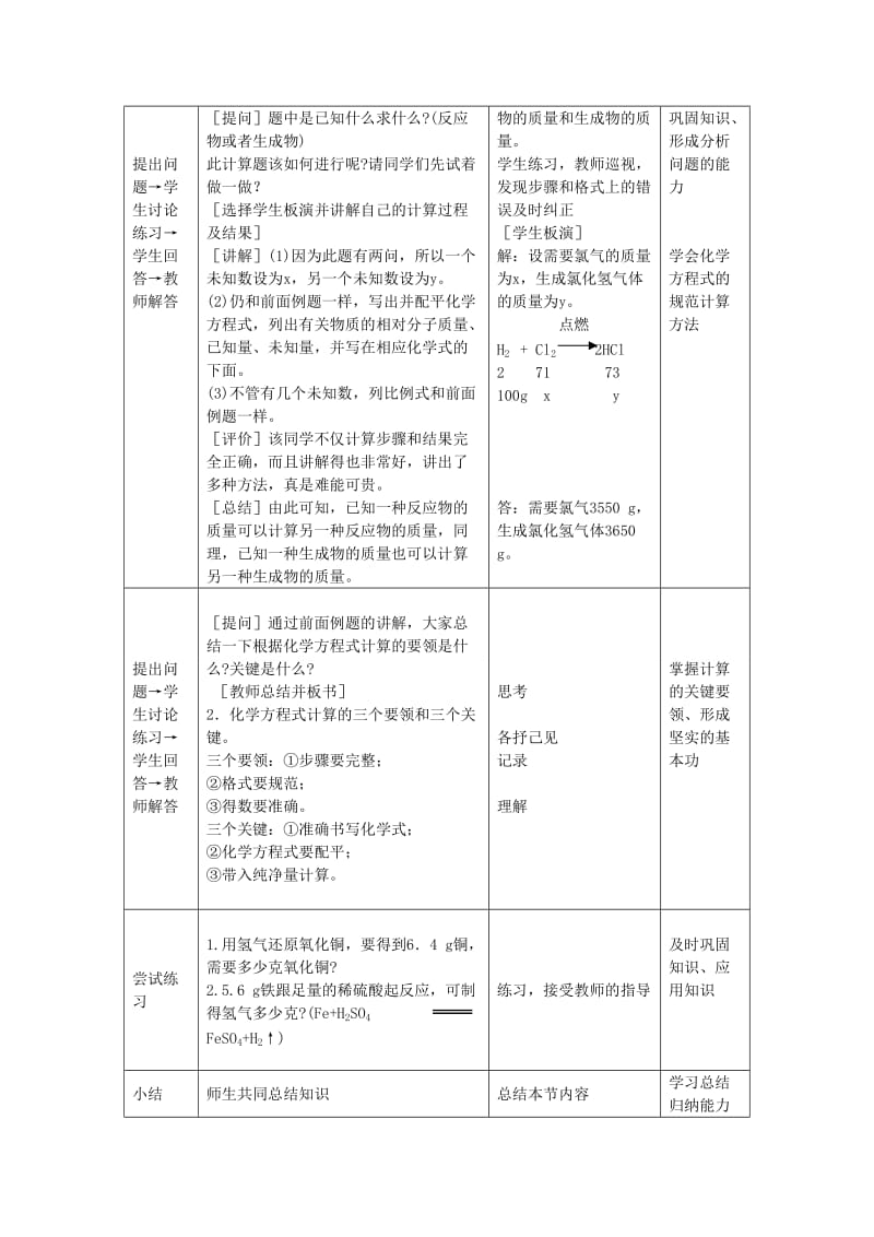 2019-2020年九年级化学 专题4单元3化学变化的表示方法（3） 教案 湘教版.doc_第3页