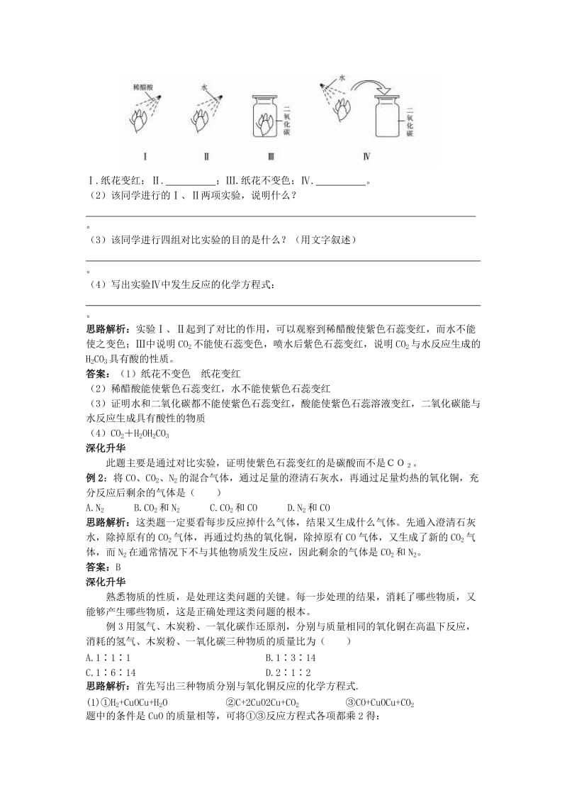 2019-2020年中考化学总复习教学案 第六单元课题3　二氧化碳和一氧化碳.doc_第3页