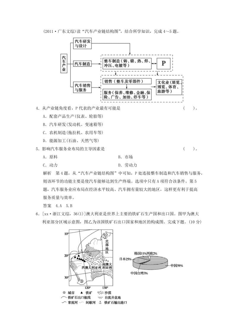 2019年高考地理一轮复习 真题重组感悟 9.1 工业的区位选择 新人教版.doc_第3页