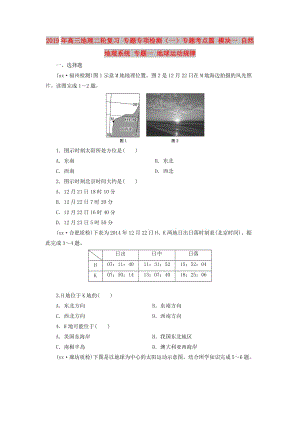 2019年高三地理二輪復(fù)習(xí) 專題專項(xiàng)檢測（一）專題考點(diǎn)篇 模塊一 自然地理系統(tǒng) 專題一 地球運(yùn)動規(guī)律.doc