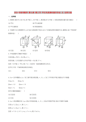 2019年高考數(shù)學(xué) 第七章 第三節(jié) 平行關(guān)系課時(shí)提升作業(yè) 文 北師大版.doc