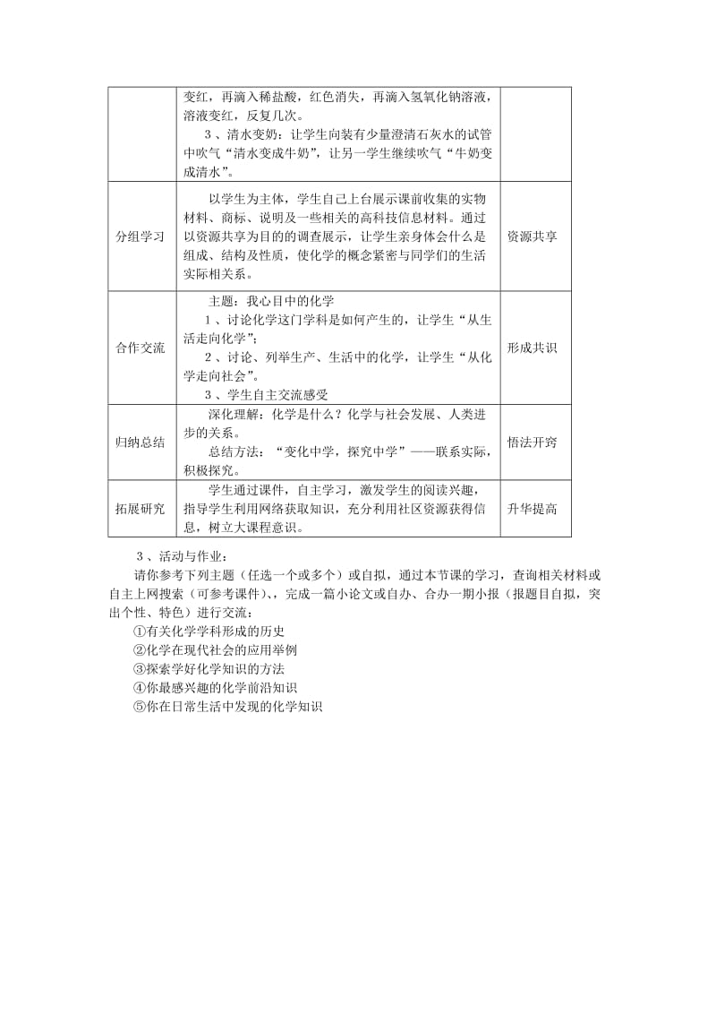 2019-2020年九年级化学上册 第一单元 课题1 化学使世界变得更加绚丽多彩教案 新人教版.doc_第2页