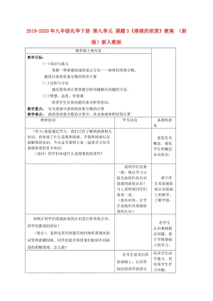 2019-2020年九年級(jí)化學(xué)下冊(cè) 第九單元 課題3《溶液的濃度》教案 （新版）新人教版.doc