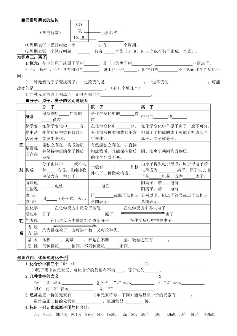 2019-2020年九年级化学上册 第四单元《物质构成的奥秘》单元复习 新人教版.doc_第2页