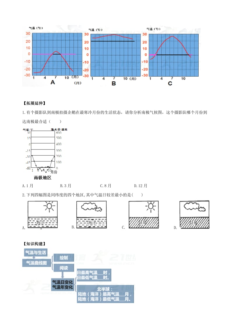 2019-2020年七年级地理上册第三章第二节气温的变化与分布第1课时学案新版新人教版.doc_第3页