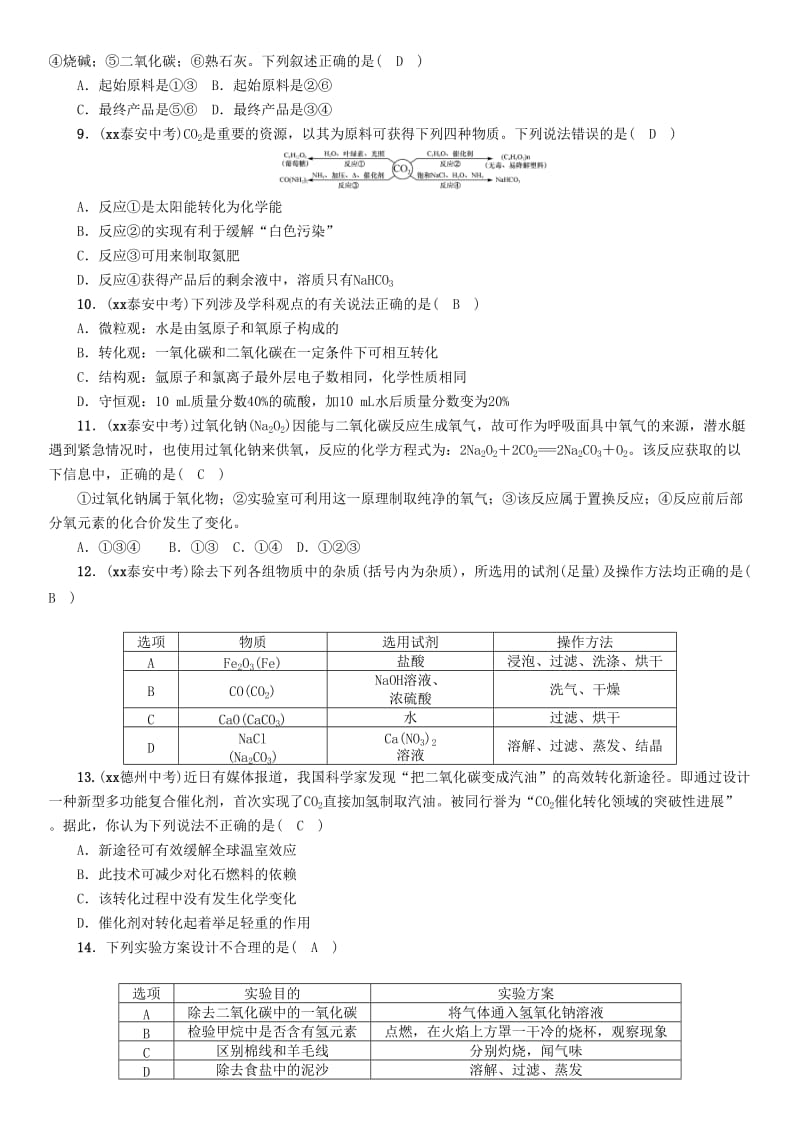 2019-2020年中考化学复习第2编主题复习模块1课时2碳和碳的氧化物精练检测.doc_第2页