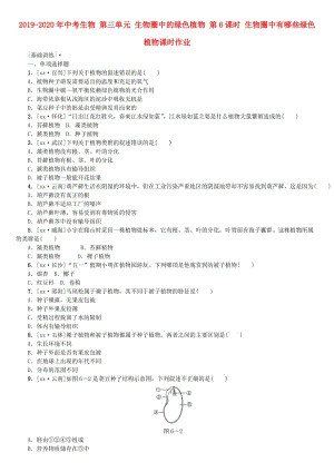 2019-2020年中考生物 第三單元 生物圈中的綠色植物 第6課時(shí) 生物圈中有哪些綠色植物課時(shí)作業(yè).doc