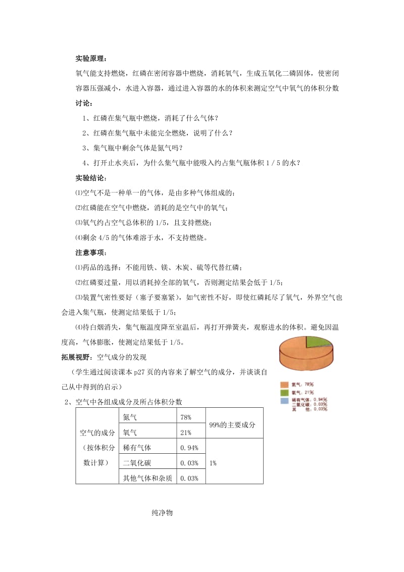 2019-2020年九年级化学 2.1 由多种物质组成的空气教案2 沪教版.doc_第2页