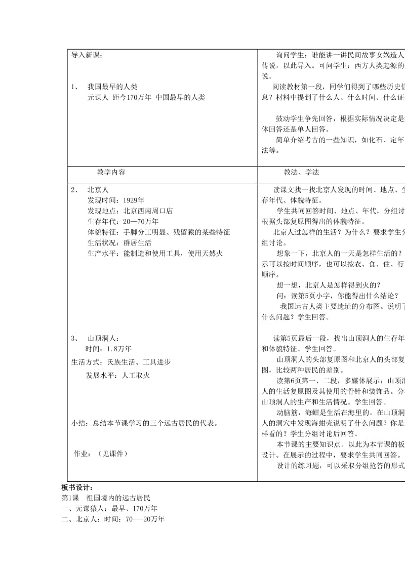 2019-2020年七年级历史上册 第1课 祖国境内的远古居民教案 （新版）新人教版.doc_第2页