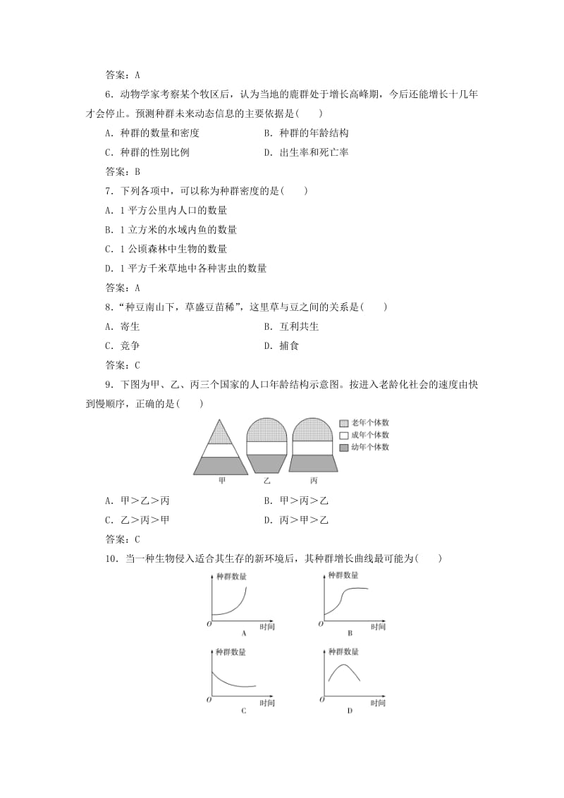 2019-2020年中考生物专题总复习专题十四种群和群落.doc_第2页