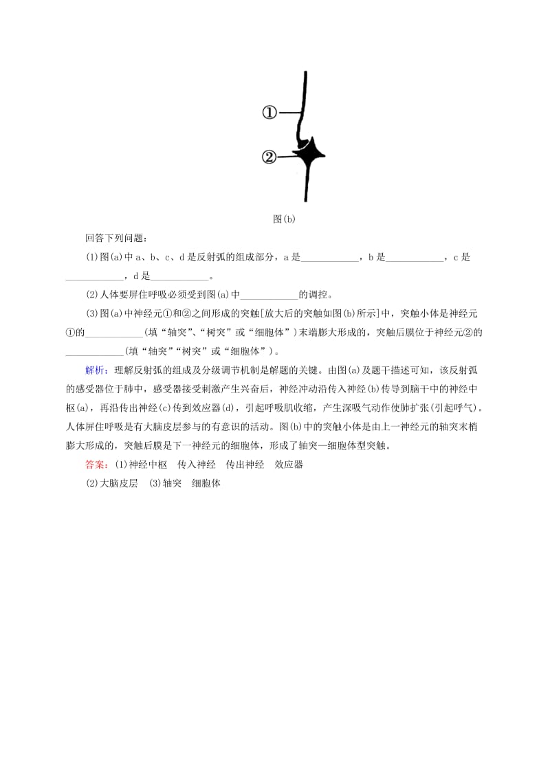 2019年高考生物一轮复习 2.1 通过神经系统的调节随堂演练 新人教版必修3 .doc_第3页