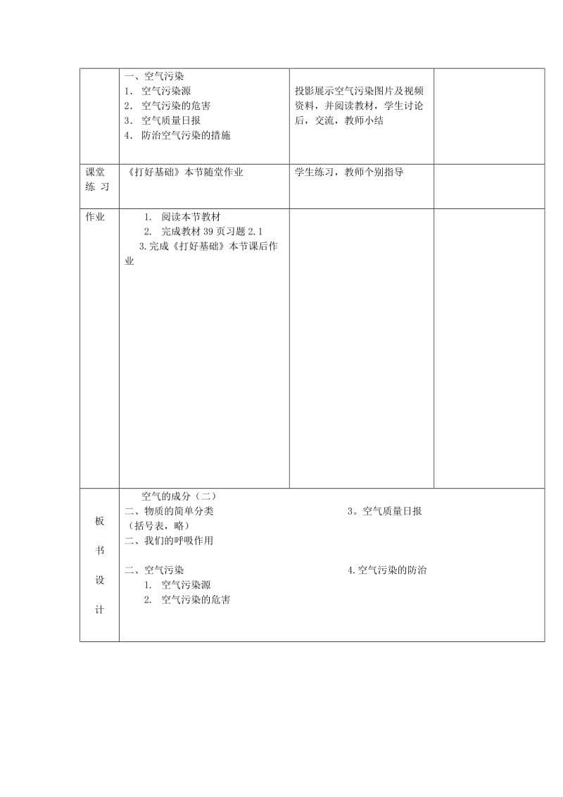 2019-2020年九年级化学上册《第二章 空气、物质的构成》2.1 空气的成分（二）教案 粤教版.doc_第2页