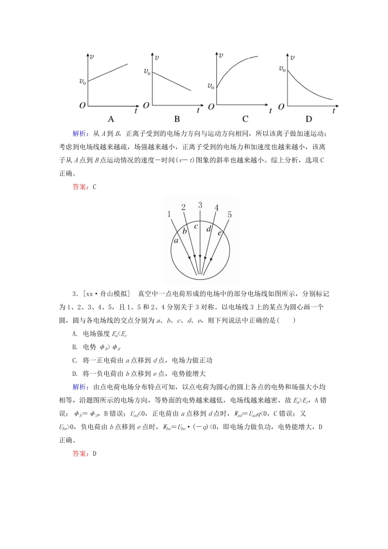 2019-2020年高考物理新一轮总复习 阶段示范性测试6 静电场（含解析）.doc_第2页